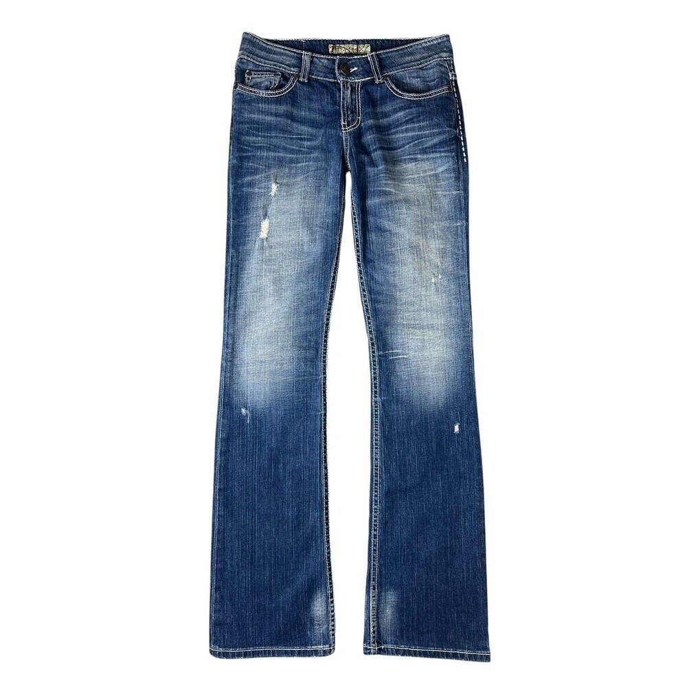 Buckle BKE Womens Culture Low Rise Bootcut Flap Jeans  Size 27  Festival Cowgirl